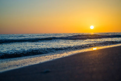 Scenic view of sunset over sea