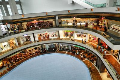 High angle view of people in shopping mall