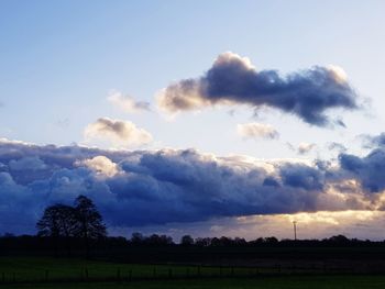 Scenic view of field against sky during sunset