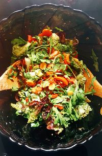 High angle view of vegetables in plate
