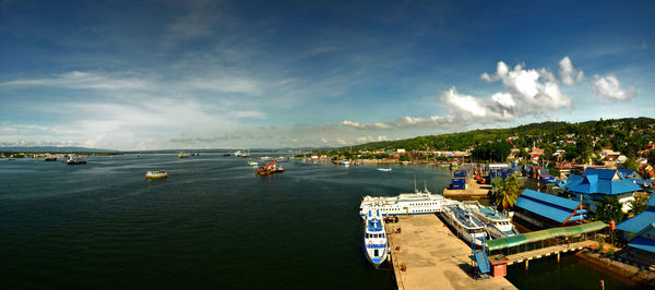 High angle view of sea against sky