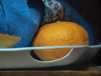 High angle view of orange on table