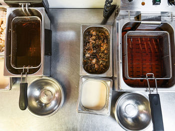 High angle view of food on table