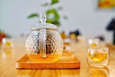 Close-up of jar on table