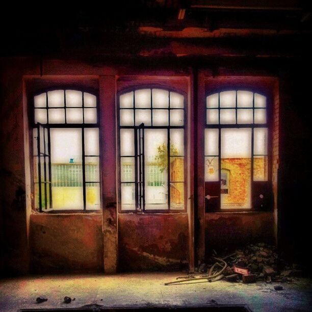 window, architecture, built structure, indoors, glass - material, abandoned, building exterior, door, obsolete, closed, house, old, damaged, empty, transparent, interior, building, absence, run-down, open