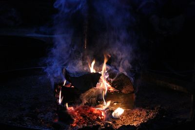 Close-up of bonfire at night