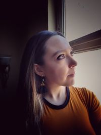 Close-up of woman at home