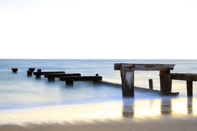 View of calm sea against clear sky