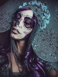 Portrait of woman wearing mask