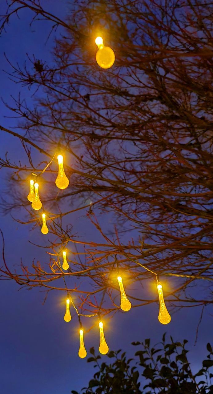 LOW ANGLE VIEW OF ILLUMINATED LIGHTING EQUIPMENT ON STREET