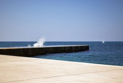 Scenic view of sea against clear sky