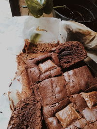 Close-up of chocolate cake in plate