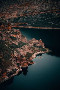 High angle view of bay