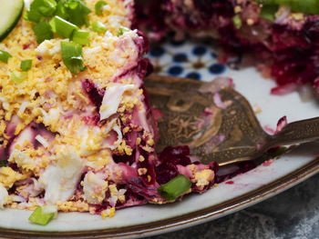 Close-up of cake served on plate