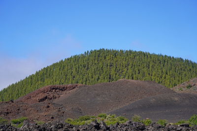 Scenic view of land against clear blue sky