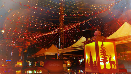 Low angle view of illuminated ferris wheel at night