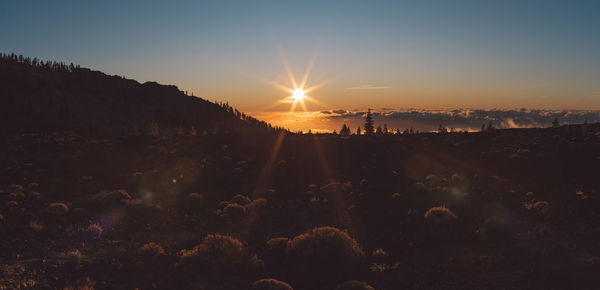 Panoramic view of cityscape against sky during sunset