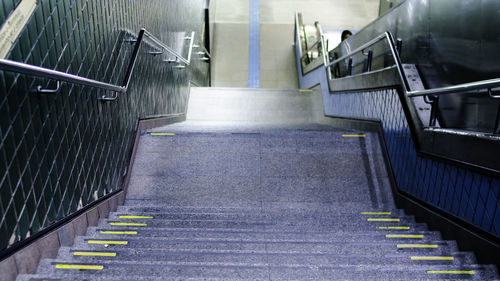 High angle view of empty subway station