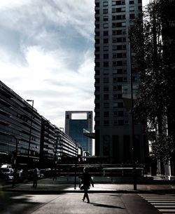 People walking on city street