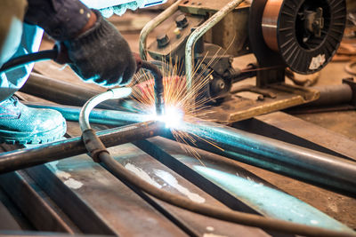 Close-up of man working in factory