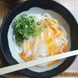 High angle view of meal served in bowl