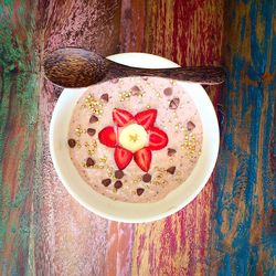 High angle view of tomatoes in bowl
