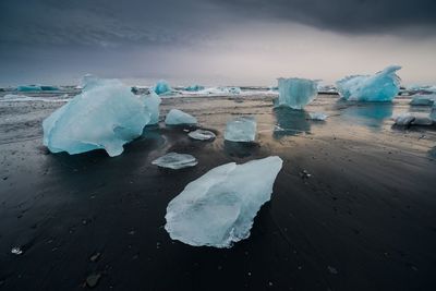 Ice floating on water in sea during winter