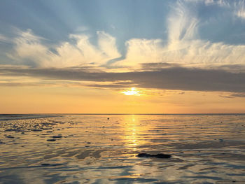 Scenic view of sea at sunset