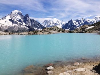 Scenic view of lake against sky