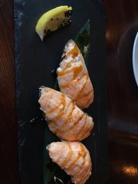 High angle view of food in tray