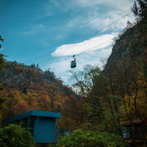 Low angle view of building and trees against sky