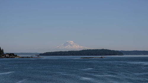 Scenic view of sea against clear sky