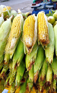 High angle view of vegetables for sale in market