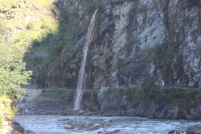 Scenic view of waterfall