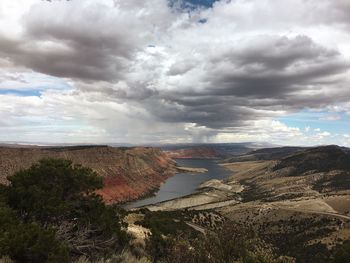 Scenic view of land against sky