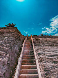 Low angle view of staircase against sky