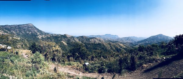 Scenic view of mountains against clear sky