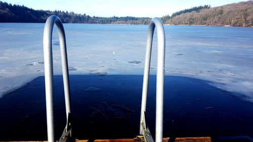 Close-up of lake against sky