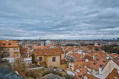 High angle view of townscape against sky