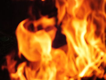 Close-up of fire in the dark