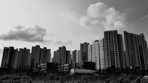 Low angle view of buildings against sky