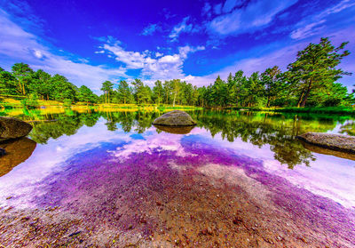 Scenic view of lake against sky