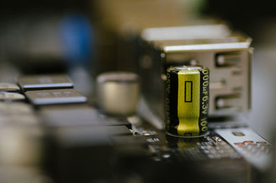 Close-up of camera on table