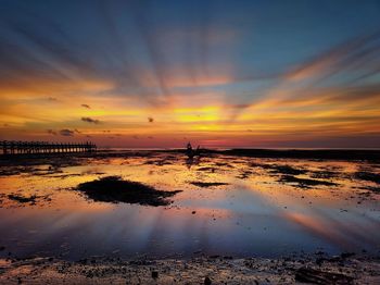 Scenic view of sea at sunset