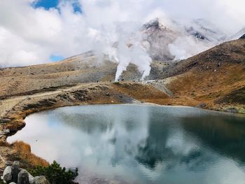 The pond on the top of asahidake volcano, asahikawa hokkaido