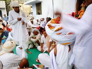 Panoramic view of people in temple