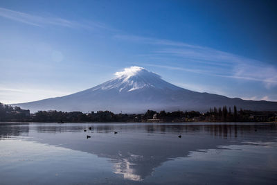 Mount fuji reflects in lake kawaguchi