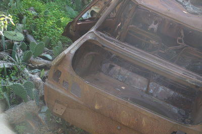 Abandoned car on the road