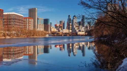 Reflection of buildings in water