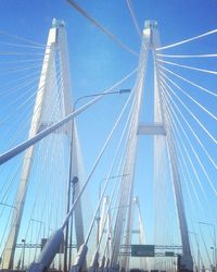 Low angle view of suspension bridge